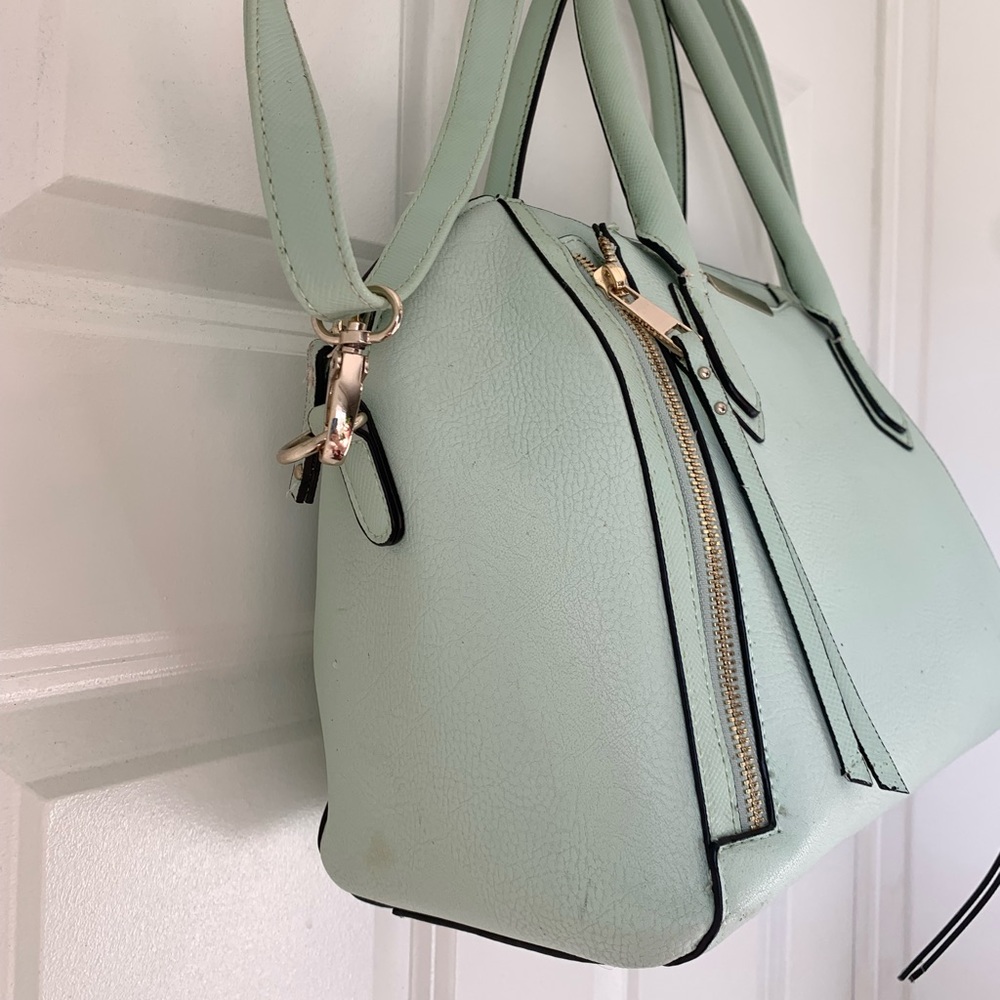 Merona Mint Green Blue Shoulder Handbag‎ Crossbody Gold Zip Women’s Purse Target - Picture 3 of 14